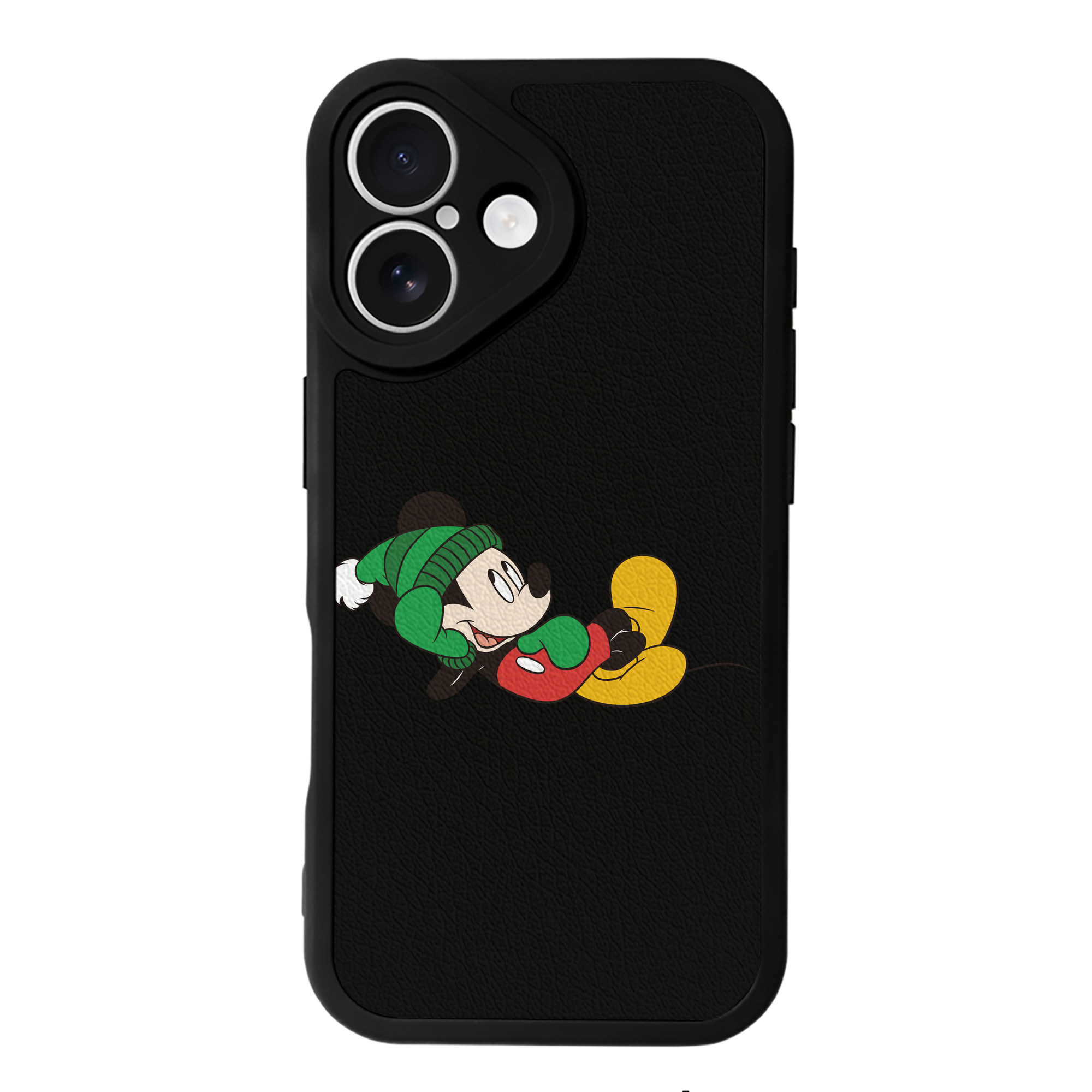 （画像用） ミッキーマウス Mickey Mouse 【iPhone 16シリーズ対応】シリコンスマホケース（レザー調） 材質：シリコン